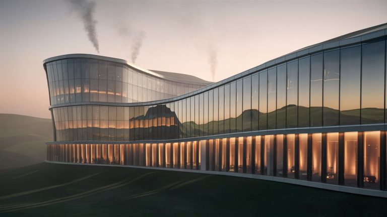 curved casino envelops smoke