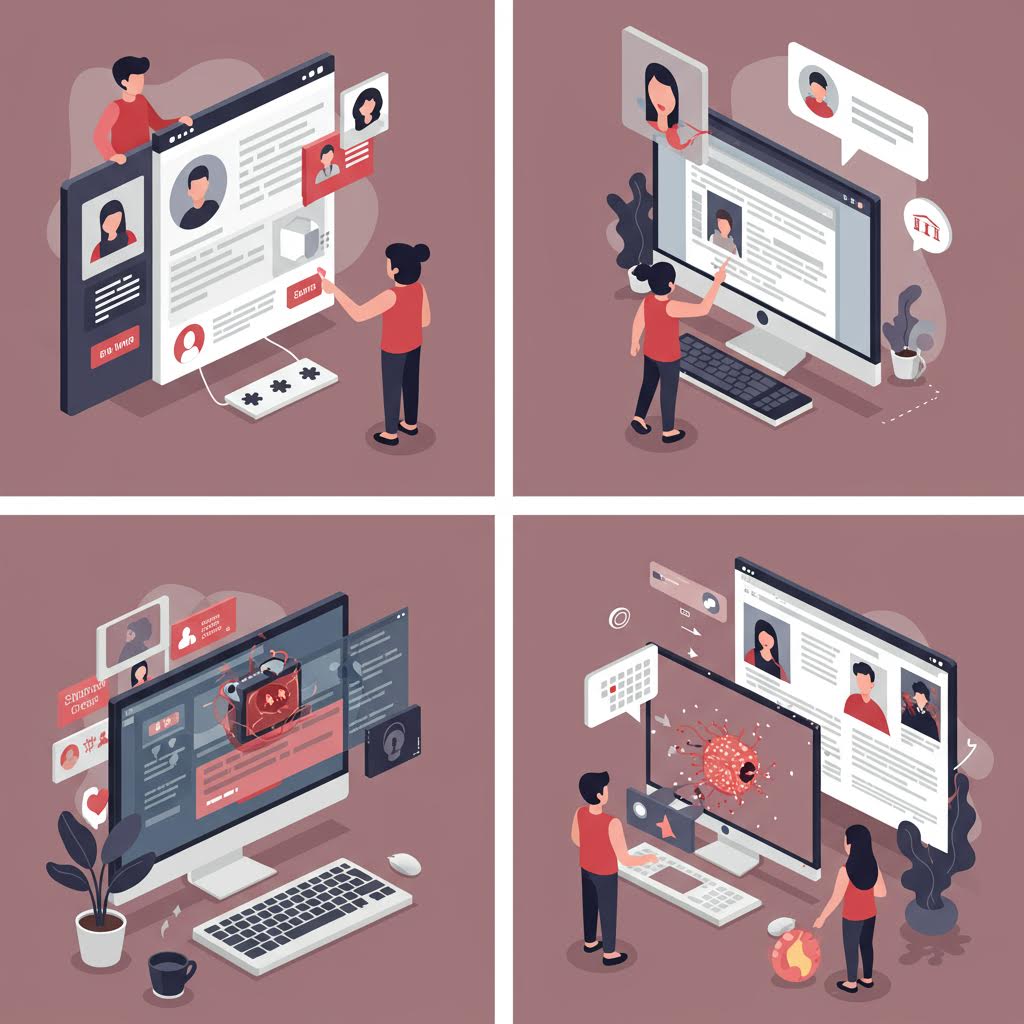 바이러스 아이콘이 튀어나오는 화면 속 위협적 상황에 온카스터디를 비유하는 안전의 의미가 배어 있는 인상