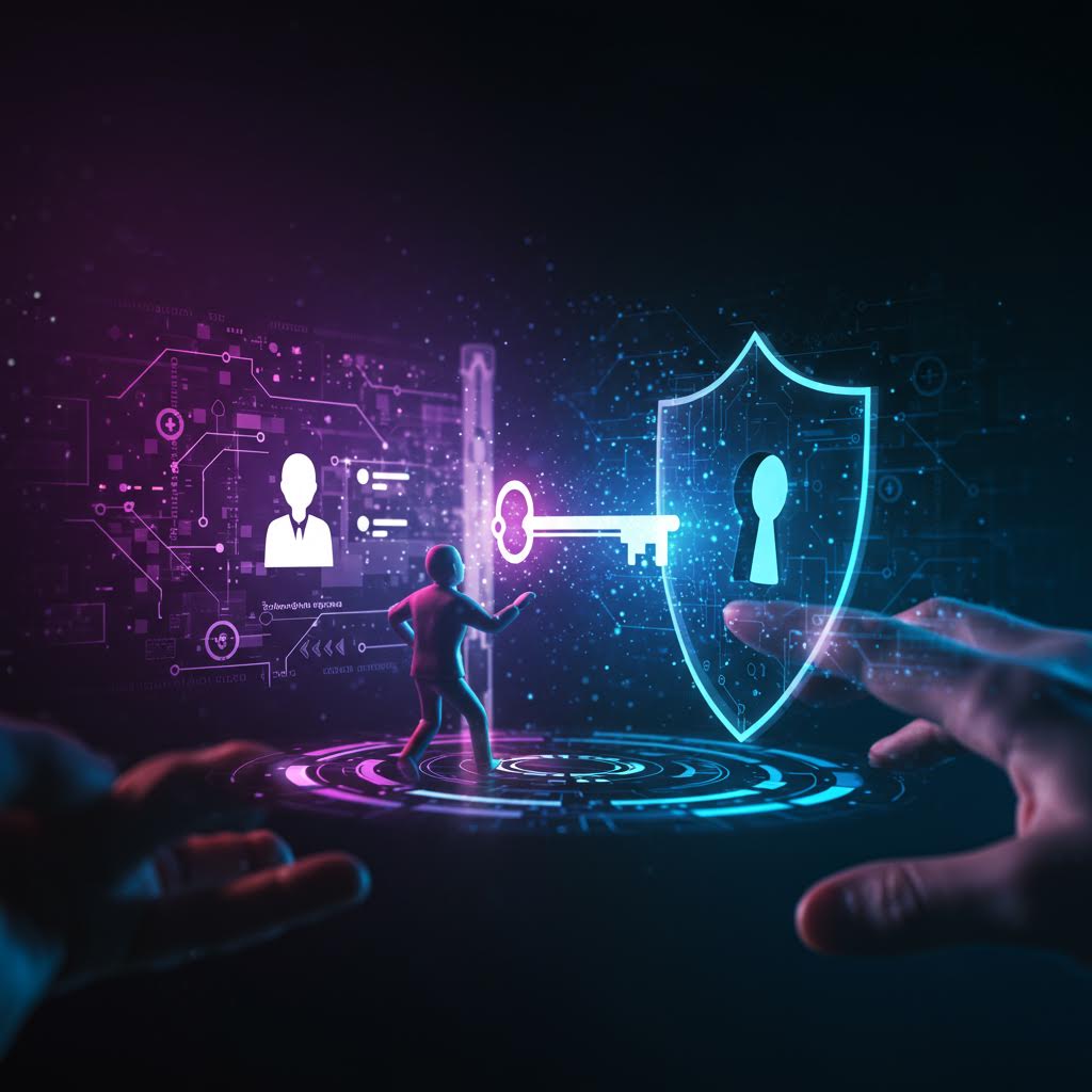 손끝과 데이터 키가 맞물린 구도는 온카스터디가 미래 지향적 보안을 상징하는 흐름