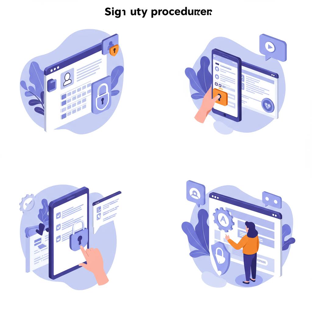 다단계 인증과 설정 관리가 강조된 일러스트가 온카스터디 중심의 지속적인 안전 관리를 표현한 장면