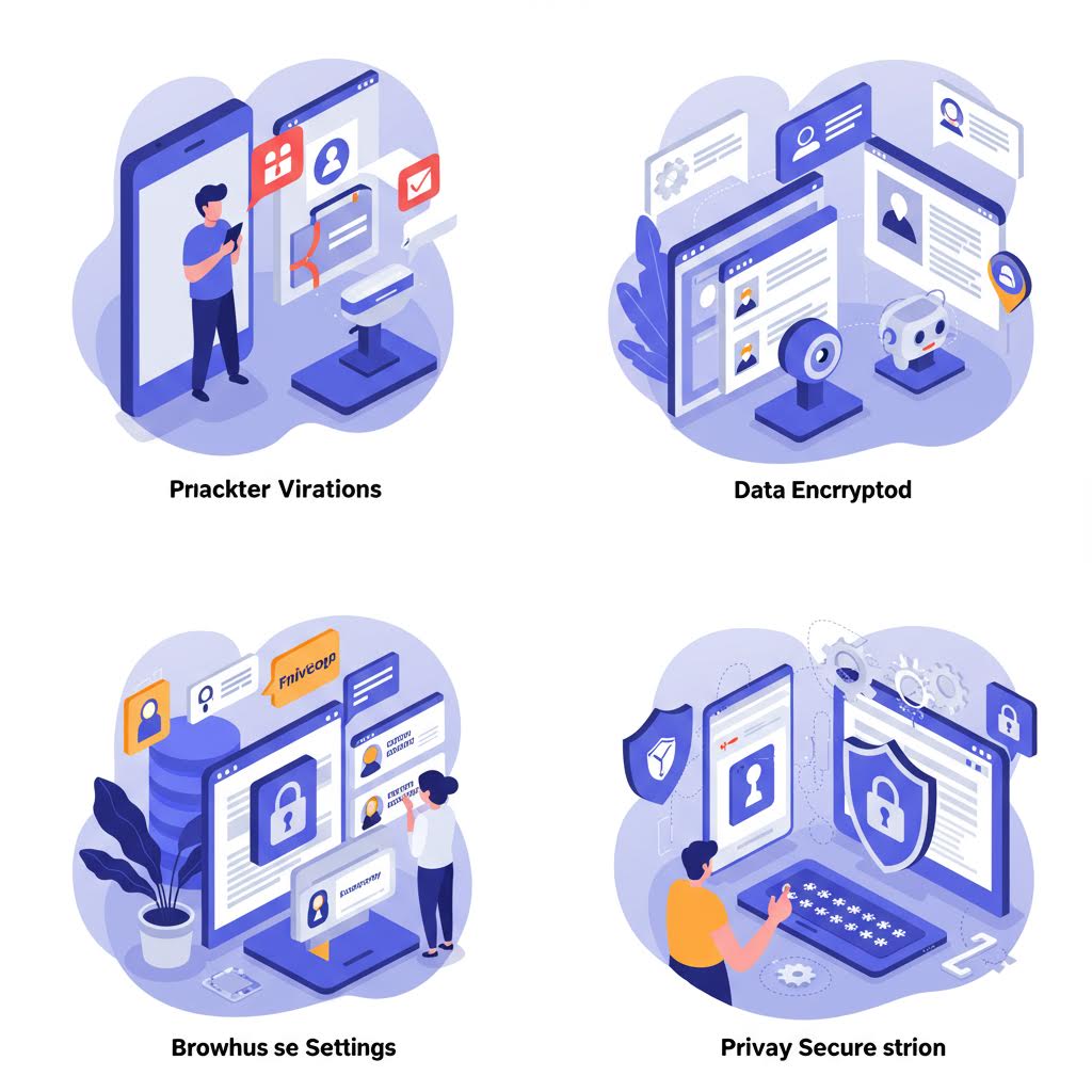 다양한 화면 속 자물쇠와 프로필 아이콘이 교차하며 온카스터디의 보안 구조를 연상시키는 흐름