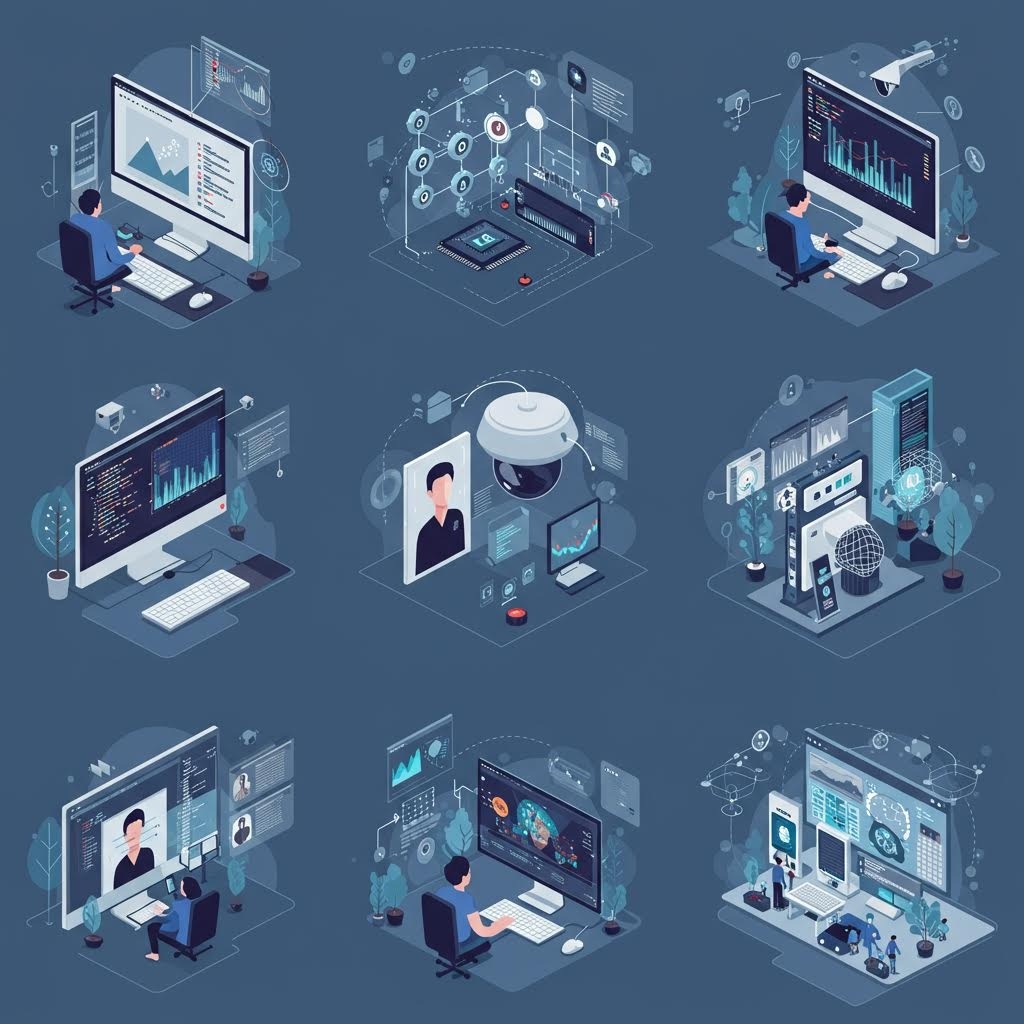 온카스터디의 데이터 연결 구조도. 손가락이 가리키는 중앙 노드에서 수십 개의 보안 관련 키워드 노드가 계층적으로 연결된 네트워크 다이어그램입니다.